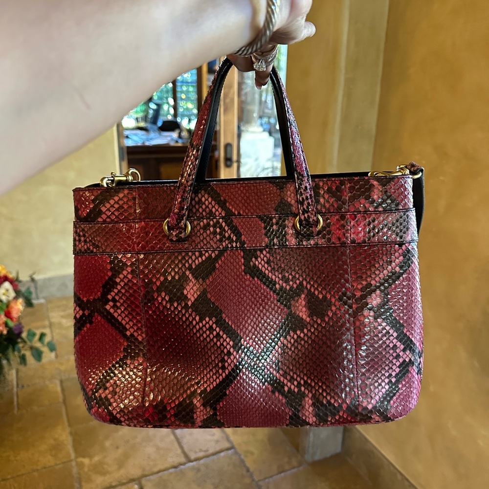 Stunning Gucci Python Horsebit 2 Way Tote - image 2